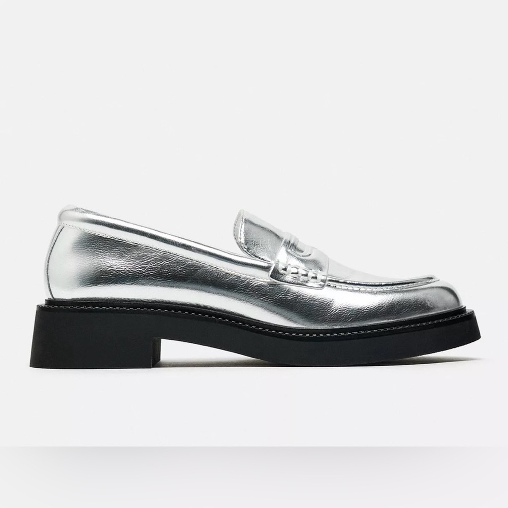 Zara Metallic Loafers NWT